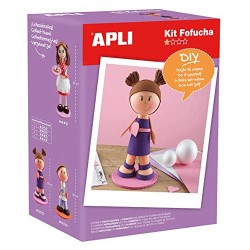 Muñeca  modelo chica estilo fofucha con goma EVA y base MDF, kit Apli