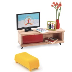 Set DJ07827 Djeco: sofá, televisor y accesorios para decorar habitaciones