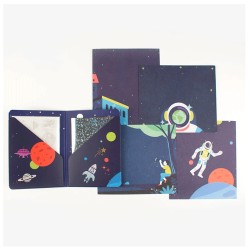 Kit Djeco Cosmos DJ09462: arte manual con hojas metálicas y parches adhesivos