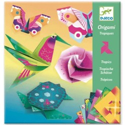 Djeco Tropics DJ08754: origami con flores, mariposas y colores vibrantes