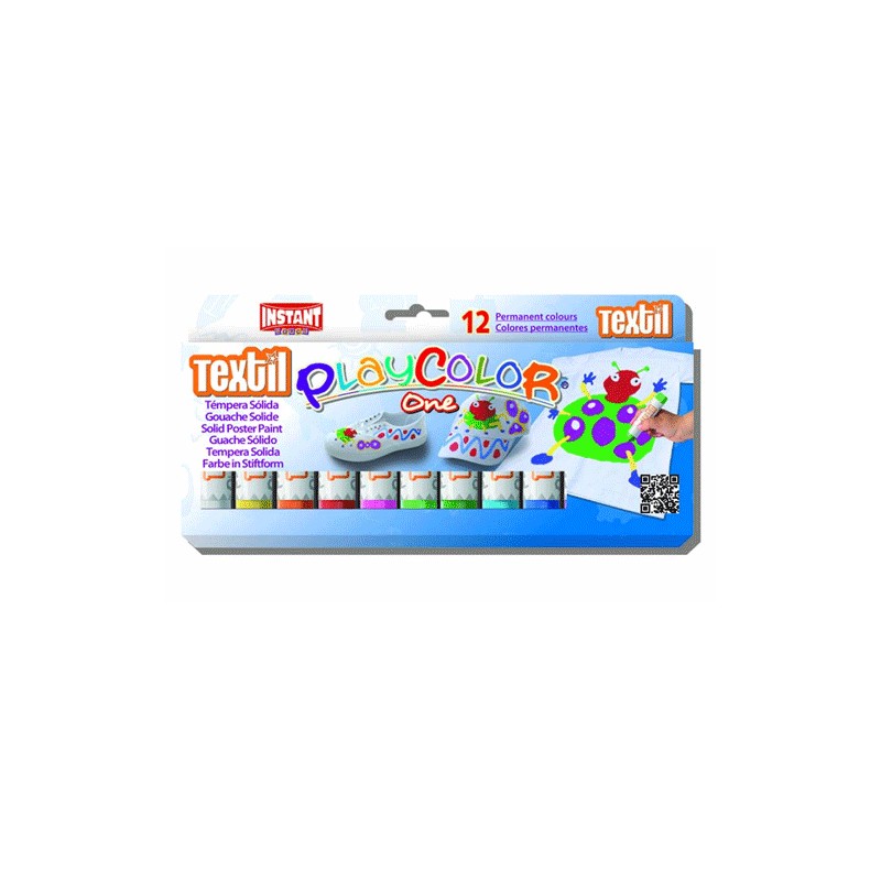 Playcolor One Textil 10461 – set 12 barras tempera sólida para tela