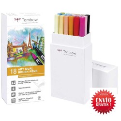 TOMBOW Rotuladores doble punta 18 colores